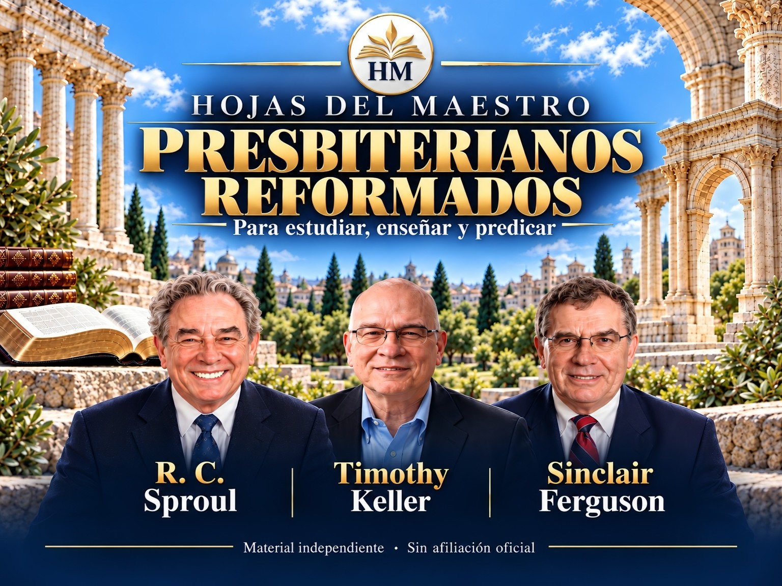 Presbiterianos reformados: R. C. Sproul, Timothy Keller y Sinclair Ferguson.